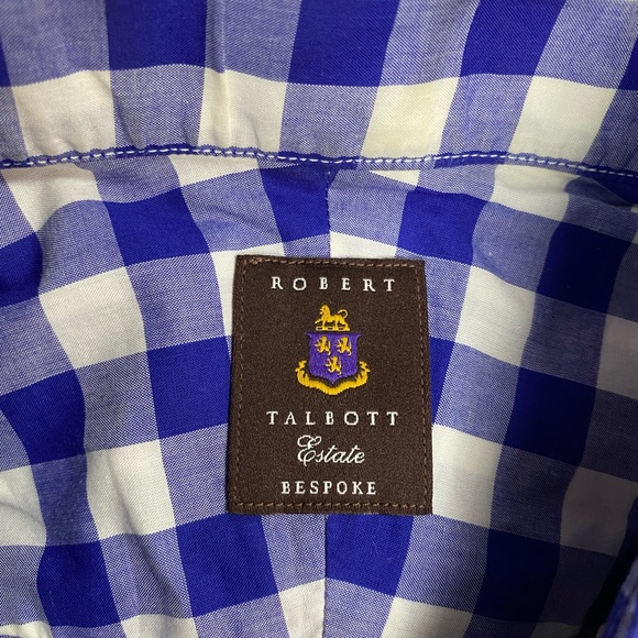 Robert Talbott Estate Blue & White Gingham Shirt 15.5 - Picture 3 of 7